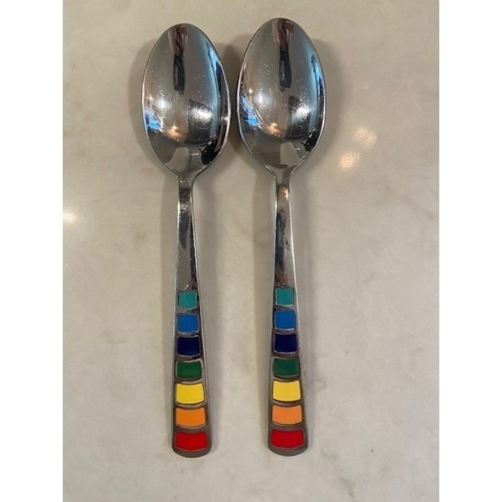 Fiesta Celebration Rainbow Stripe Tablespoons Stainless Steel Set of 2 8 Inch